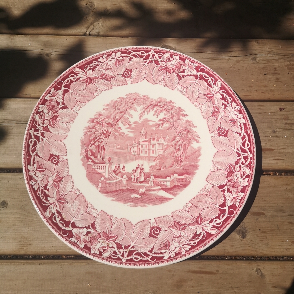 Vintage Mason's Patent Ironstone China Red Vista England 15½" Large Dinner Plate